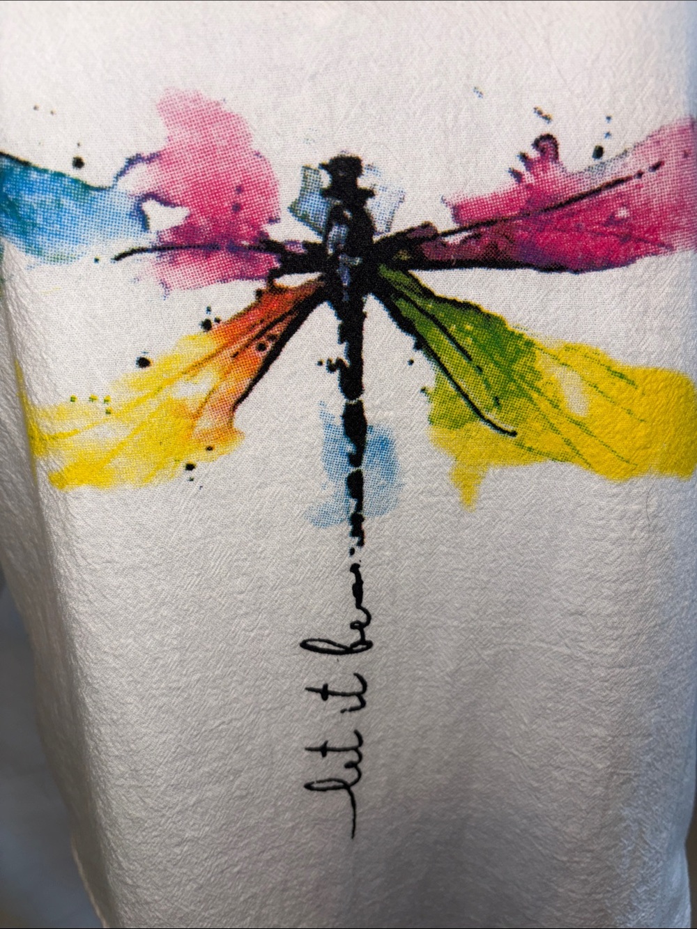 Cotton Made Casual White V-Neck Dragonfly Print Blouse - Multicolor Accent - Picture 3 of 7
